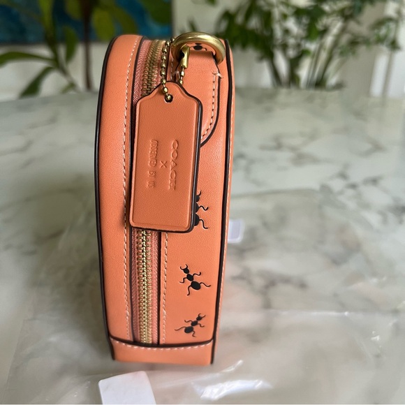 NWT COACH x Observed By Us Heart Leather Crossbody Bag CK398 Faded Orange - Picture 11 of 16
